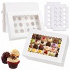Anscher 24 Counts Mini Cupcake Boxes with Window 14x10x4 Inch