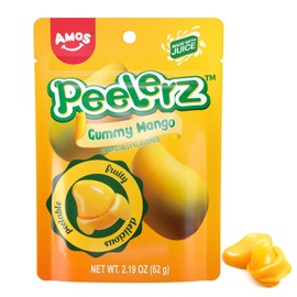 Amos Peelerz Mango Gummy, Peeling Mango Candy,Resealable 2.19oz Bag (Pack of 3)