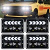 BESTZHEYU 4PCS 4x6'' LED Headlights for Kenworth T800 W900 Freightliner