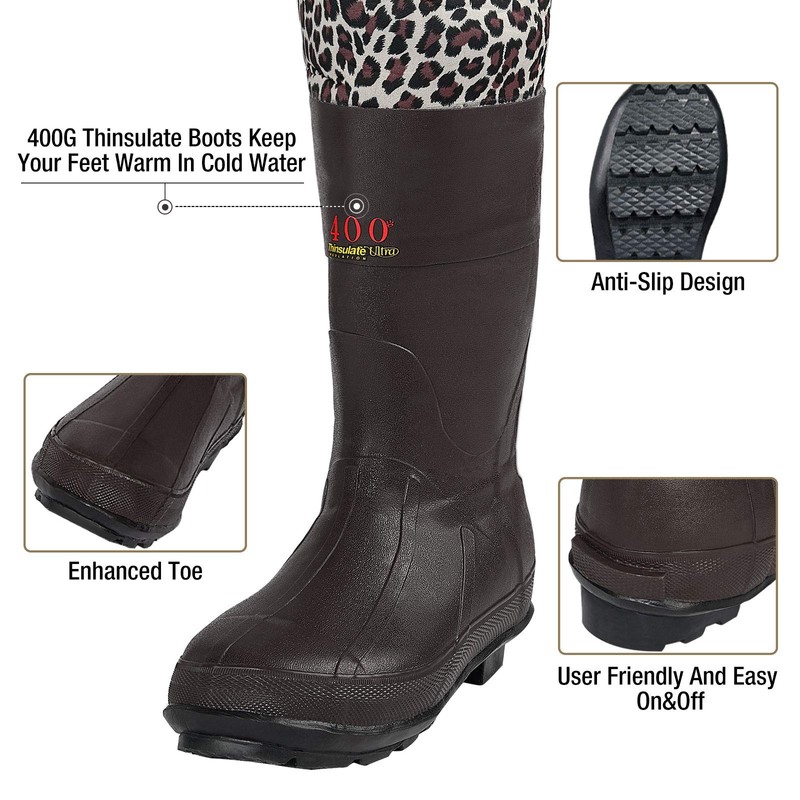 HISEA Neoprene Chest Waders Leopard Print Duck Hunting Waders for