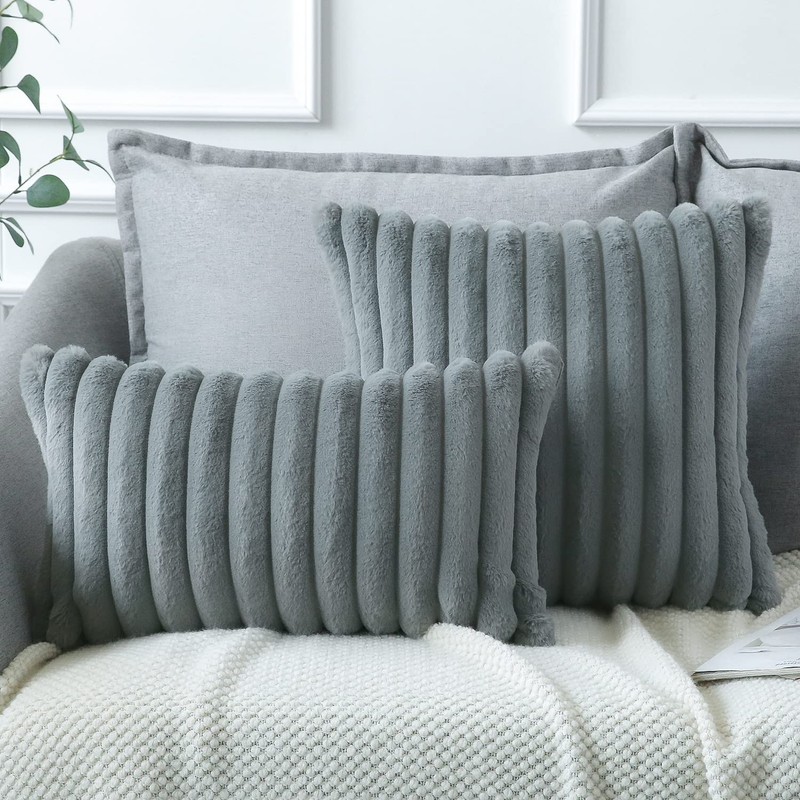 Soleebee Plush Velvet Cushion Covers, Set of 2, Soft Artificial