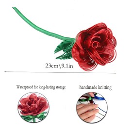 6Pcs Artificial Metal Roses Bouquet,Waterproof Aluminum Frame Fake Flowers for Outdoor Garden Grave Decor, Funeral Memorial, Mother's Day Valentine's Day Gifts