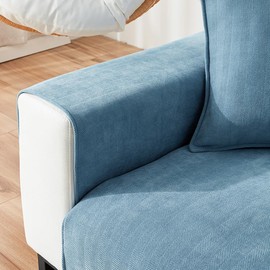 NUODWELL Herringbone Chenille Sofa Cover 1/2/3/4 Seater, Furniture Protector Couch Cover Universal Non-Slip L Shape Couch Cover Quilted Corner Slipcovers for Living Room (Lake Blue, 70 * 210cm)