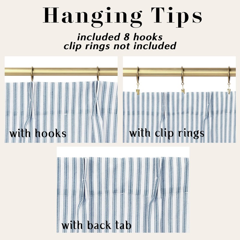 Coastal Bathroom Window Curtains,Short Privacy Sheer Linen Light Blue Striped