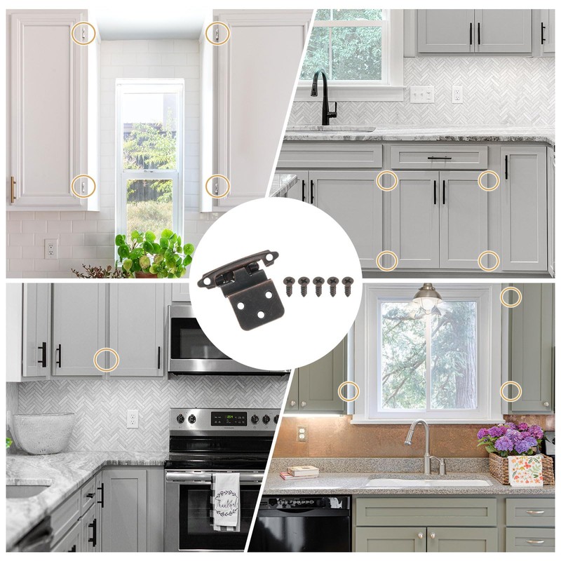 sourcing map 2 Pack Self Closing Cabinet Hinges, 3/8" Overlay