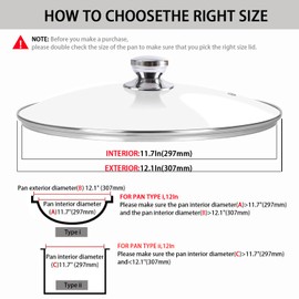 12 Inch Tempered Glass Lid Compatible with 12 Inch Lodge Cast Iron Skillet and 7Quart Dutch Ovens