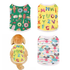 3-Pack Dog Shirts,Summer Breathable Puppy T Shirts Fruit Printed Puppy Sweatshirt Dog Soft Tank Top Sleeveless Vest Dog Clothes Fashion Apparel for Small Dogs,Cats (Green, S)