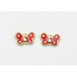 Unbranded 14k Yellow Gold Enamel Butterfly Baby earrings with Screw Back - White Enamel