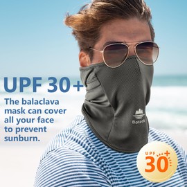 Botack Balaclava Face Mask Sun UV Protection Breathable Full Head Mask for Men Women Skiing Cycling Dark Grey