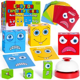Garybank Face Cubes Games for Kids Social Emotional Learning Activities, W/56 Emotion Cards, Autism Speech Therapy Materials, School Counselor Office Must Haves, Feelings Express Toy for Kids