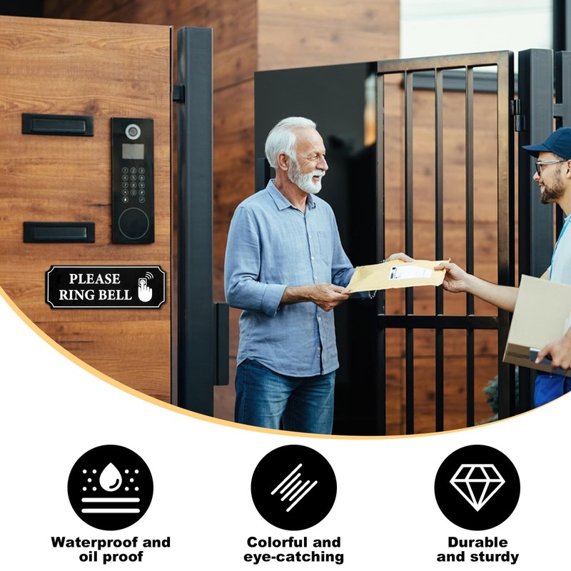 Molain 2PCS Please Ring Bell Sign, Self-Adhesive Ring Doorbell Sign