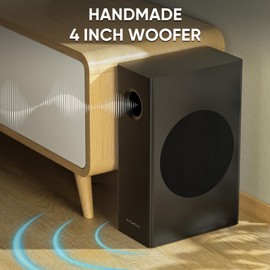 RIOWOIS Sound Bars for Smart TV with Subwoofer, 2.1 Deep Bass Small Soundbar Home Theater Surround System Speaker with 4 Inch Subwoofer, Bluetooth/Optical/AUX Connection, Compact Soundbar for TV