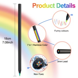 Gelanty Rainbow Coloured Pencils, 30 PCS 7 In 1 Colouring Pencils for Kids, Wooden Coloured Pencils for Adults Children Multicoloured Pencils for Drawing, Writing, Sketching, Art Supplies, Party Bag