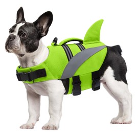 Mosucoirl Dog Life Jacket High Flotation,Shark Dog Lifesavers Floats Coat High Visibility Reflective Pet Safety Vest Swimsuits Small Medium Large Dog Life Vest for Swimming Boating Surfing Kayaking