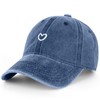 Womens Baseball Cap Vintage Washed Cotton Love Heart Embroidered Adjustable