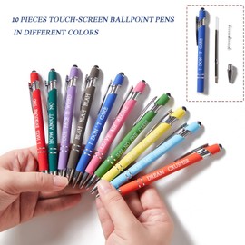 HLPHA 10PCS Funny Multicolored Ballpoint Pens with Complaining Quotes and Touch Screen Function Office Gifts Negative Passive Ballpoint Pens