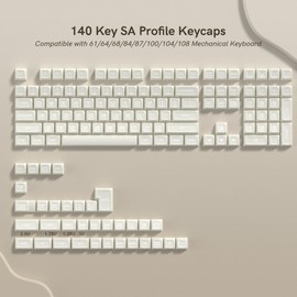dagaladoo White Jade - PBT keycaps,SA Profile keycaps,Double Shot keycaps 60 75 Percent,Slight Transmittance Keyboard Keycaps for 61/64/68/84/87/100/104/108 Mechanical Keyboard(only keycaps)