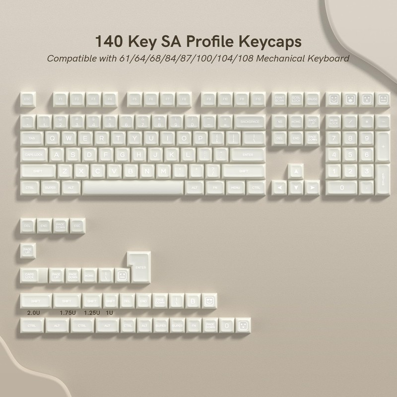 dagaladoo White Jade - PBT keycaps,SA Profile keycaps,Double Shot keycaps