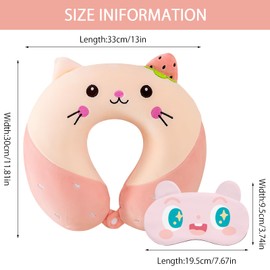 ZMDMAH Neck Pillow Aeroplane, Cartoon Animal Neck Pillow and Blindfolds, Adult Neck Pillow, Travel Pillow, Aeroplane Pillow for Car, Train, Office, Home, Plane for Travel