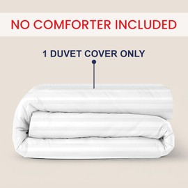 Kotton Culture Oversized King Duvet Cover Only 100% Egyptian Cotton Sateen 600 Thread Count Ultra Soft Premium Comforter Cover Zipper Closure & Corner Ties(Striped White,Oversized King 120" X 98")