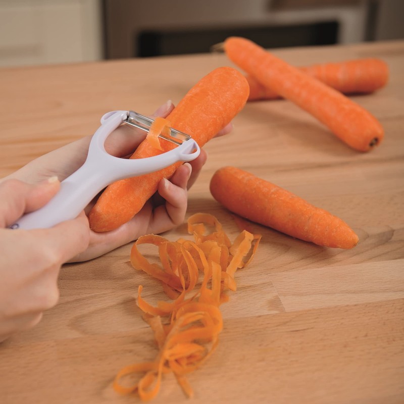 Culinare C30001 Safety Y Peeler, White, Plastic/Stainless Steel, Manual Potato/Vegetable/Fruit