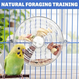 BNOSDM Bird Foraging Toy Creative Feeder Systems with Seed Food Rotating Wheel for Enrichment & Training Parrot Puzzle Toys(White)