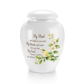 SOITIS Ceramic Mini Urn for Ashes - 2.8 Inch Elegant Memorial Keepsake Urn for Human Ashes, Small Cremation Urn for Women Men, Funeral Keepsake Urn with Secure Lid