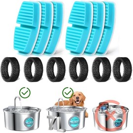 TIIXXE 3.2L Cat Water Fountain, Ultra-Quiet Pet Water Dispenser with LED Light & 3-Stage Filtration, BPA-Free Plastic, Suitable for Cats, Dogs, Small Animals wirh 8 Filters + 4 Sponge