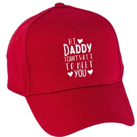 Hippowarehouse Hi Daddy I Can't Wait to Meet You Baseball Cap hat Premium Printed 5 Panel OneSize Adults Classic Red