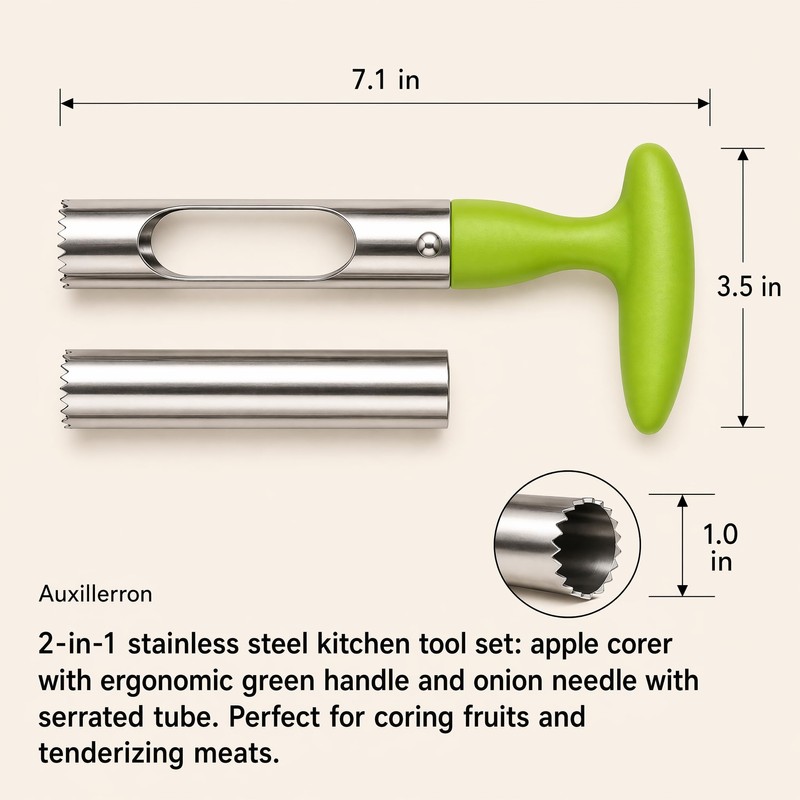 Onion Holder Apple Corer 2Pc Stainless Steel Kitchen Prep Tool