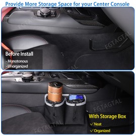 Fgtagtal Car Water Cup Storage Bag Fit for Toy@ta Supra GR A90 A91 MK5 2019-2024, Passenger Side Storage Bag, Car Center Console Side Pocket Organizer Accessories (Gray)