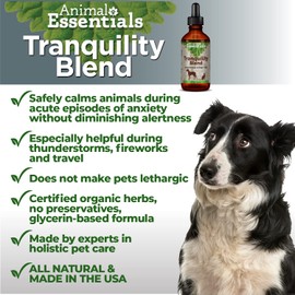 Animal Essentials Tranquility Blend Herbal Formula for Dogs & Cats, 2 fl oz - Made in USA, Calming Supplement, Anxiety Relief