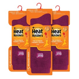 HEAT HOLDERS Lite - 3 Pair Multipack Womens Thermal Socks for Winter | Thin & Warm Socks for Dress Socks (4-8, Deep Fuchsia)