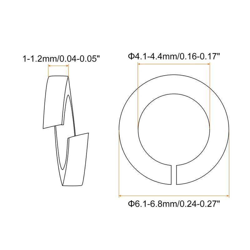 sourcing map 80 Pcs Spring Lock Washer, M4 Split Lock