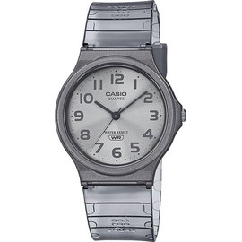 Casio Unisex 35.00mm Quartz Watch with White Analogue dial and Grey Plastic/Resin Bracelet Strap MQ-24S-8BEF