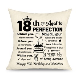 Yufansd 18th Birthday Gifts for Girls Boys Cushion Cover Throw Pillow Cover Decoration Gifts for Women Men 18th Anniversary of Birth Decorative Pillow Cases 45x45cm (18)