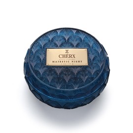 Anatoli Oriental Glass Bowl Candle - Soy Scented, 25 Hours Burn Time, Cognac, Cinnamon, Tonka Bean, Oak Fragrance - Fall Home Decor (Bowl, Majestic Night)