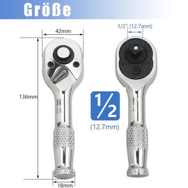 Mesee Mini Ratchet Set, 1/2 Inch Right Angle Ratchet, Reversible Ratchet Rotary Ratchet Drive with 72 Teeth Ratchet Wrench for Car Repair, Machines, Homes, DIY