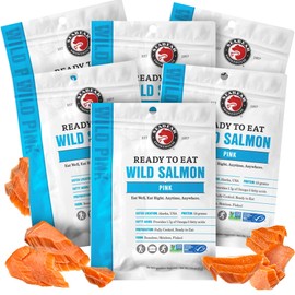 SeaBear Ready to Eat Wild Pink Salmon 6-Pack Wild-Caught Salmon, Fully Cooked in Vacuum-Sealed Pouch, No Refrigeration Needed, Healthy Shelf-Stable Snack or Meal, 3.5 oz (Pack of 6)