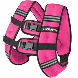 APEXUP Weighted Vest Men 15lbs Weights with Reflective Stripe, Weighted vest for Women Workout Equipment for Strength Training Running (Pink)