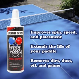 Lifestyle Basics Ping Pong Paddle Cleaning Kit 8 Oz - Table Tennis Racket Rubber Cleaner - Improves Spin and Accuracy