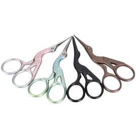 Tijeras de Bordado Vintage, 4 Piezas, 8.9 cm, Acero Inoxidable, Diseño de Cigüeña, para Costura y Punto de Cruz, Herramientas de Manualidades, para Artesanos y Aficionados a la C