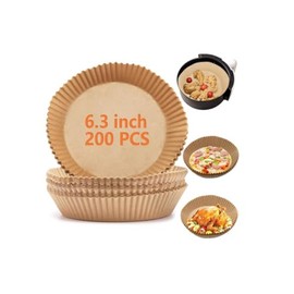 200Pcs Air Fryer Disposable Paper Liner, Round Non-Stick Air Fryer Liners Parchment Paper for Air Fryer Baking Roasting Microwave Oven (6.3 inch)