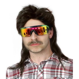 ByouByou Mullet Wigs for Men 80s Costumes Fancy Party Accessory Cosplay Wig (Black)