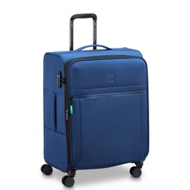 United Colors of Benetton Be Softside Expandable Luggage with Spinner Wheels, Faded Denim, Checked-Medium 23 Inch