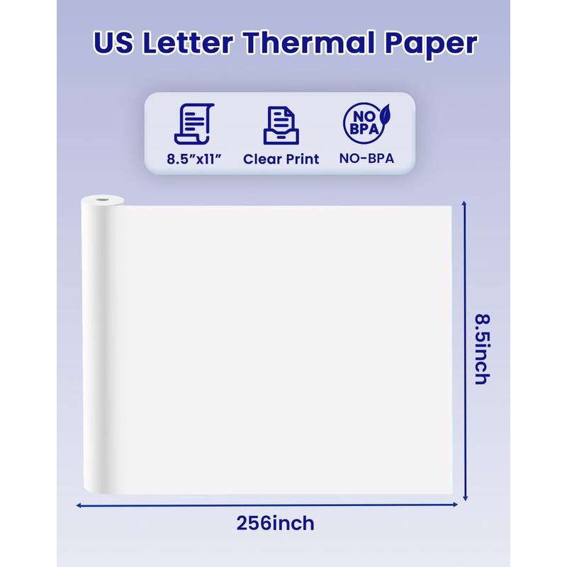 Thermal Paper 8.5" x 11" US Letter Size, 4 Rolls