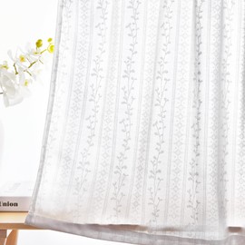 Deconovo Sheer Curtains, Short Curtains with Floral Pattern, Window Tiers Curtains for Bathroom Small Window, Vines, W28 x L30