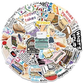 Writer Stickers |50Pcs Author Waterproof Vinyl Decals for Water Bottles Laptop Luggage Cup Mobile Phone Computer Skateboard Refrigerator Wardrobe Guitar Car Motorcycle Bike Décor