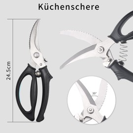 Poultry Shears, Sharp Stainless Steel Poultry Scissors for Meat, with Handle Lock, Non-Slip Plastic Handle and Spring, Suitable for Cutting Chicken Bones, Fish, Vegetables and BBQ