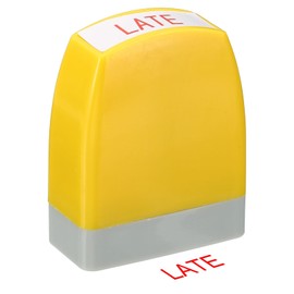 PATIKIL Late Notice Stamp Self Inking, Red Ink Office Stamps Pre Inked Message Stamp Refillable Business Stamp, Yellow
